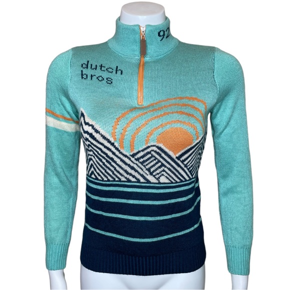 Dutch Bros Sweaters - Dutch Bros 1/4 Zip Pullover Sweater XS Blue Mountains Coffee Ski